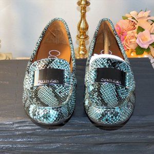 Cute! Calvin Klein Lisette Aqua Snake Loafers 6.5 M